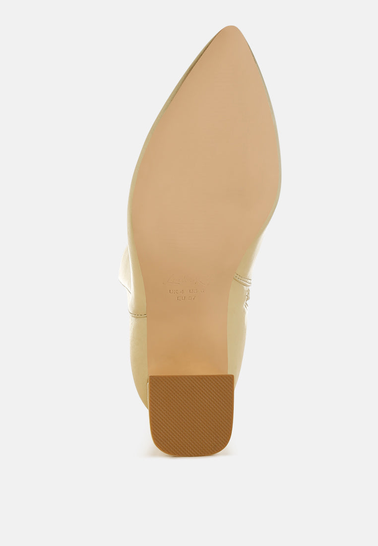 Kaira Metallic Accent Heel High Ankle Boots