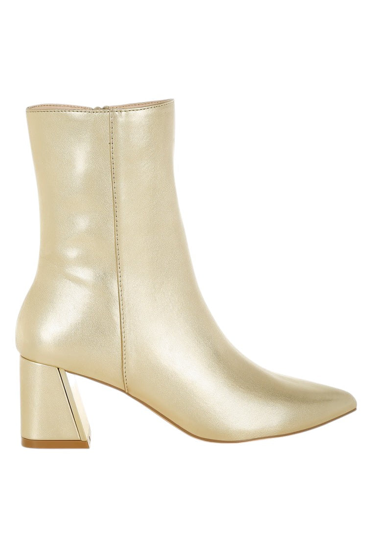 Kaira Metallic Accent Heel High Ankle Boots