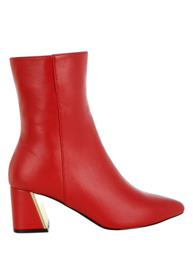 Kaira Metallic Accent Heel High Ankle Boots