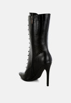 Knocturn Croc Textured Over The Ankle Boots
