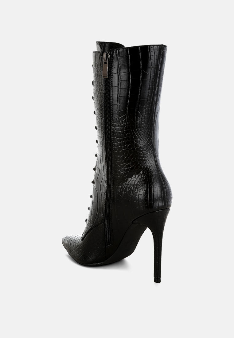 Knocturn Croc Textured Over The Ankle Boots