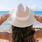 Fray Edge Color Block Panama Hat