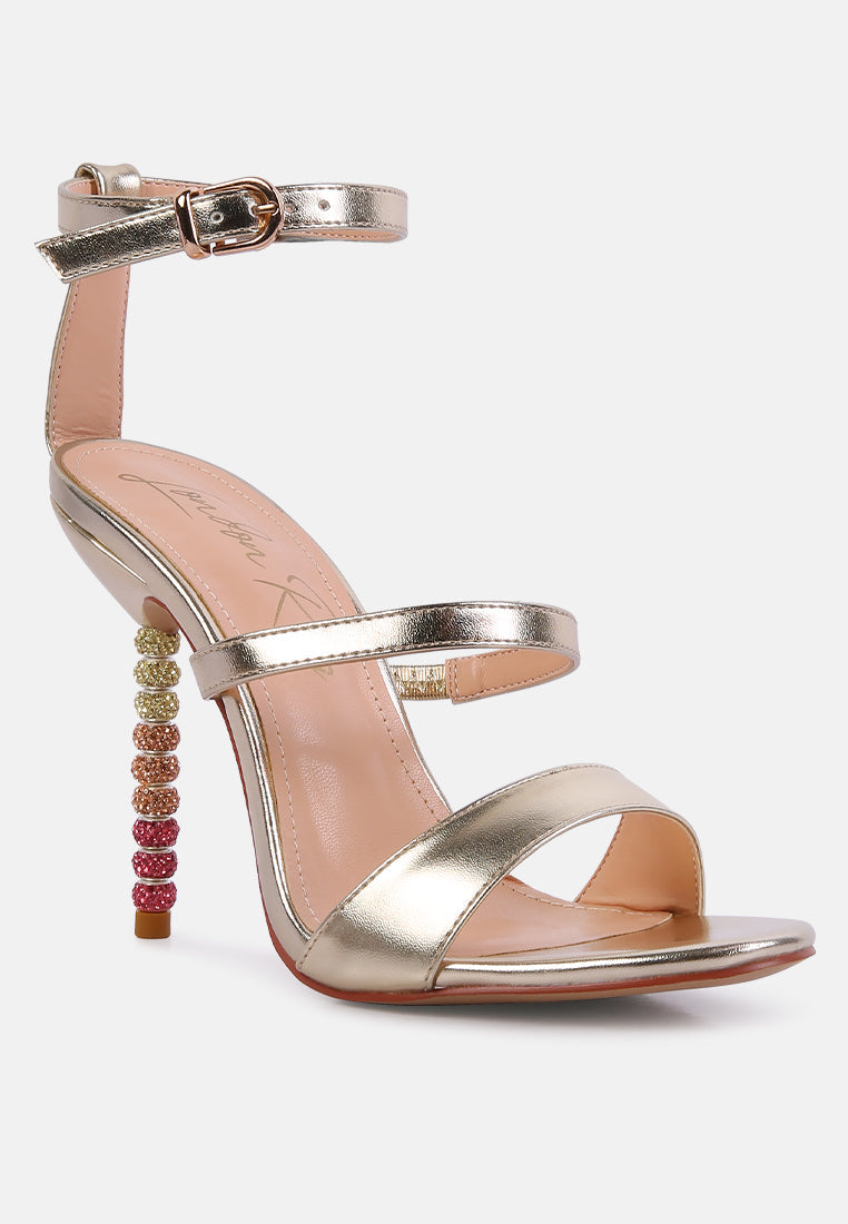 Lawsuit Rhinestone Ball Heel Satin Sandals