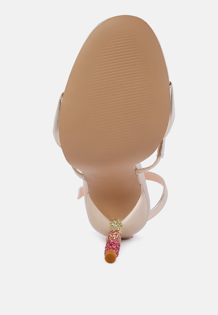 Lawsuit Rhinestone Ball Heel Satin Sandals