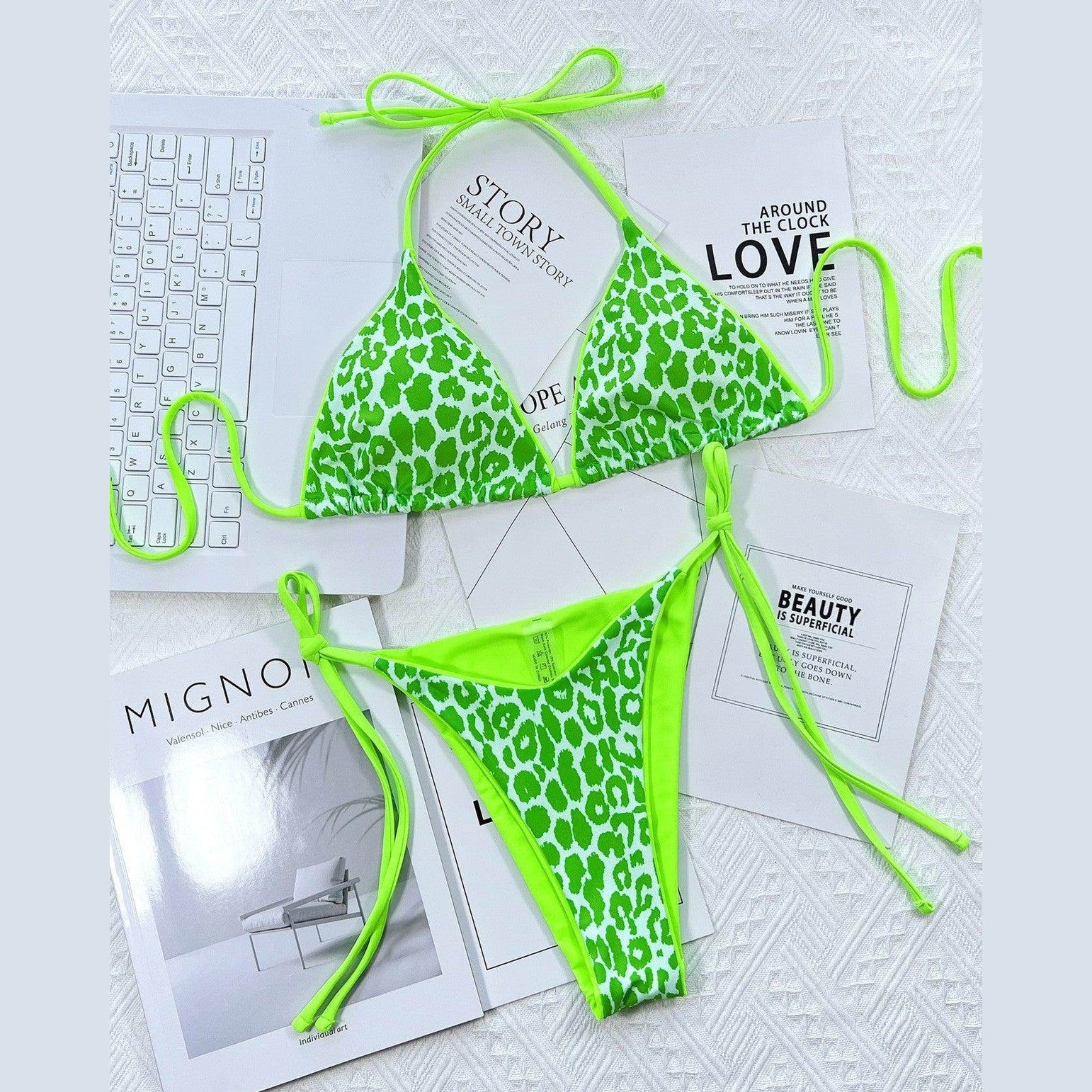 Leopard Halter Neck Bikini Set - VacationGrabs