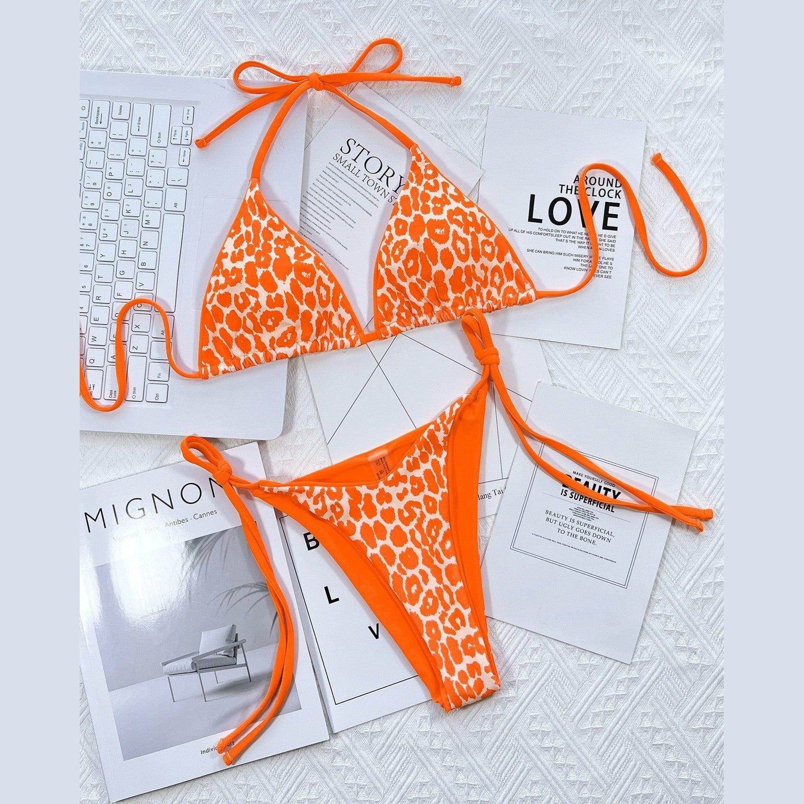 Leopard Halter Neck Bikini Set - VacationGrabs