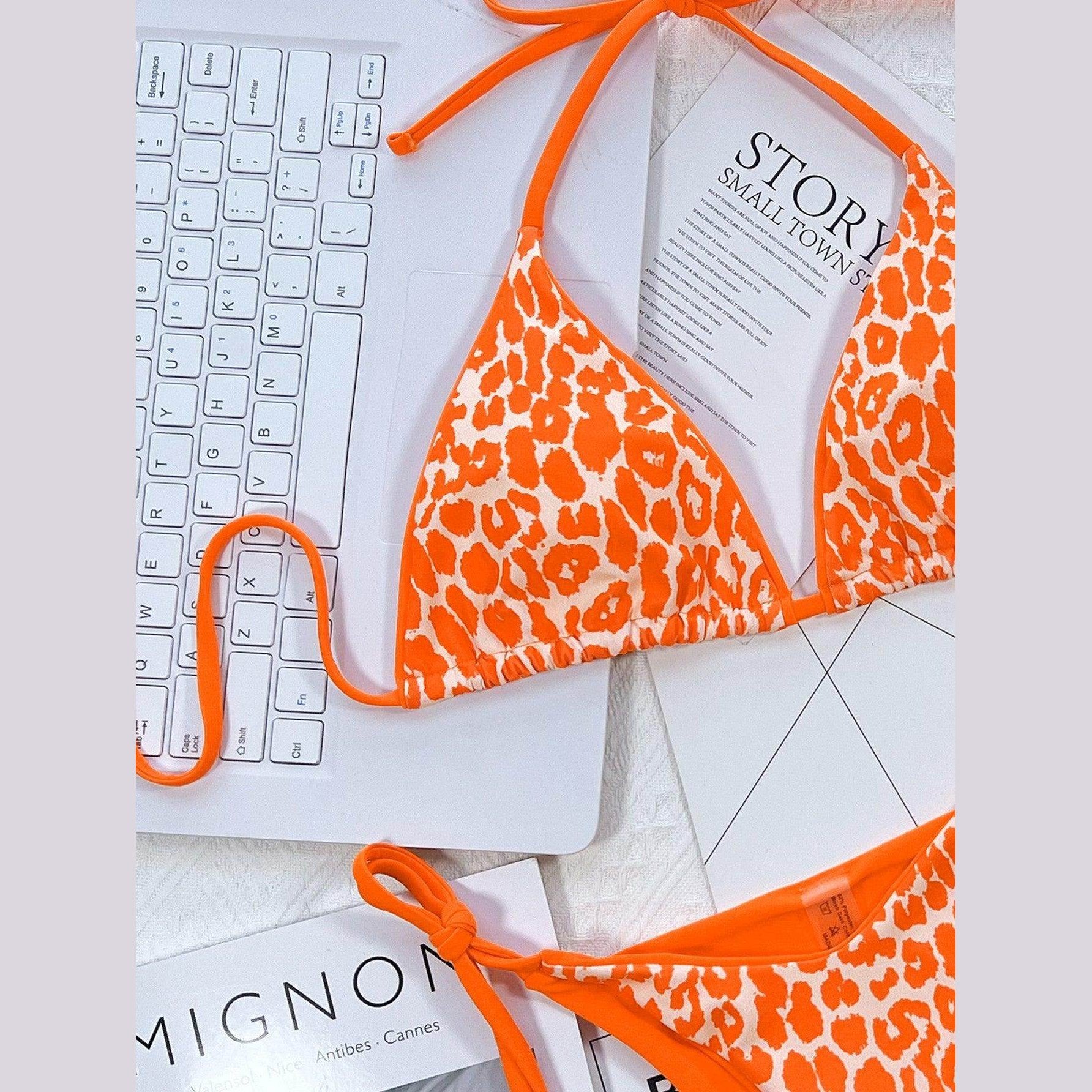 Leopard Halter Neck Bikini Set - VacationGrabs