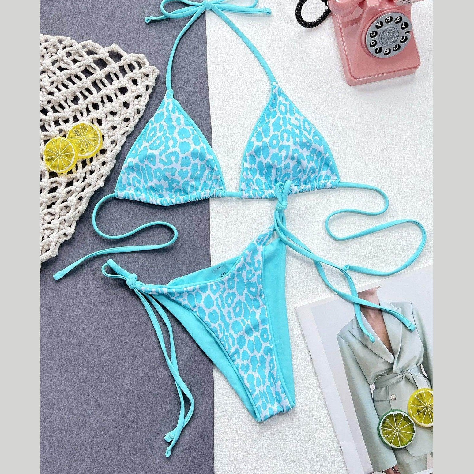 Leopard Halter Neck Bikini Set - VacationGrabs