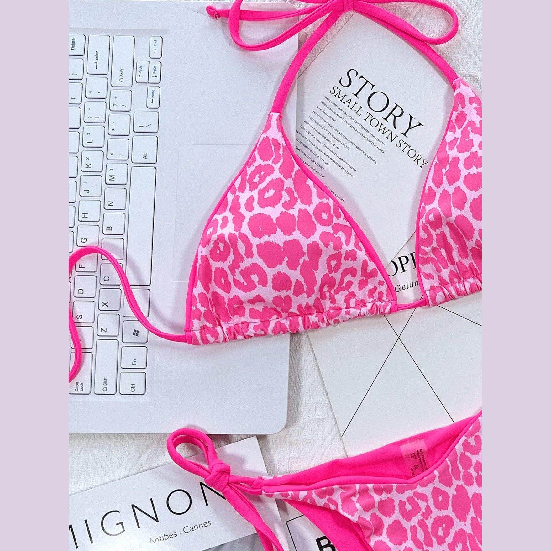 Leopard Halter Neck Bikini Set - VacationGrabs