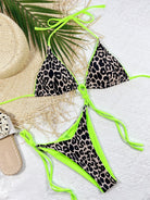 Women's Swimwear - 2PC Leopard Halter Neck Bikini Set