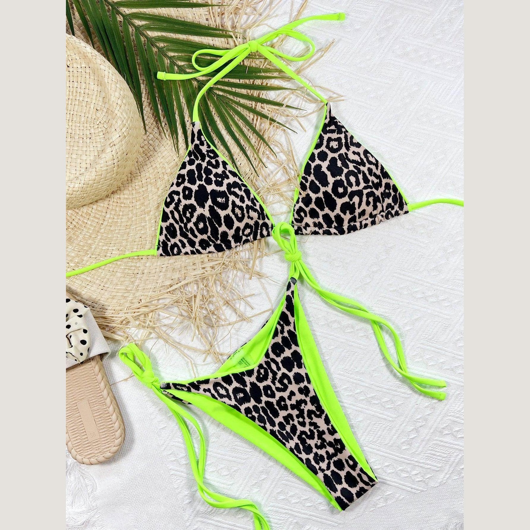 Leopard Halter Neck Bikini Set - VacationGrabs