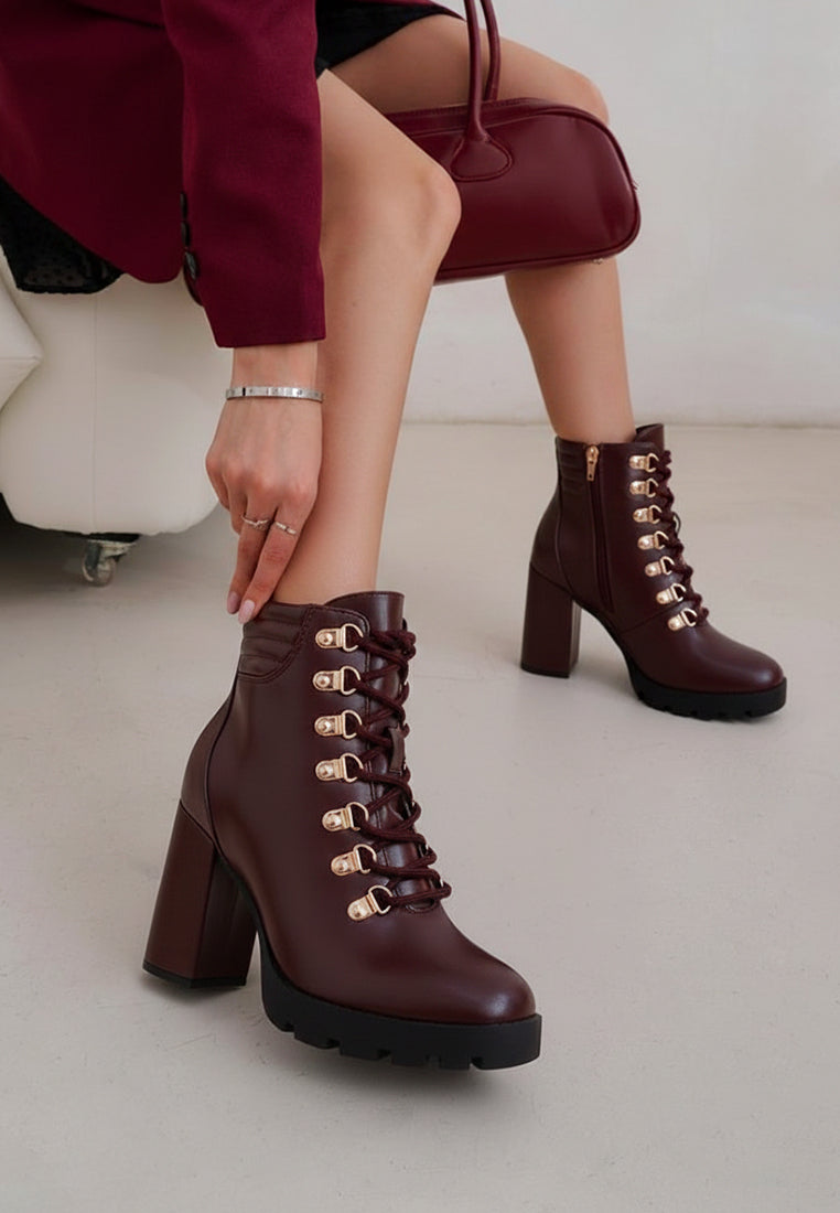Hamiltons Lace Up Block Heel Boots