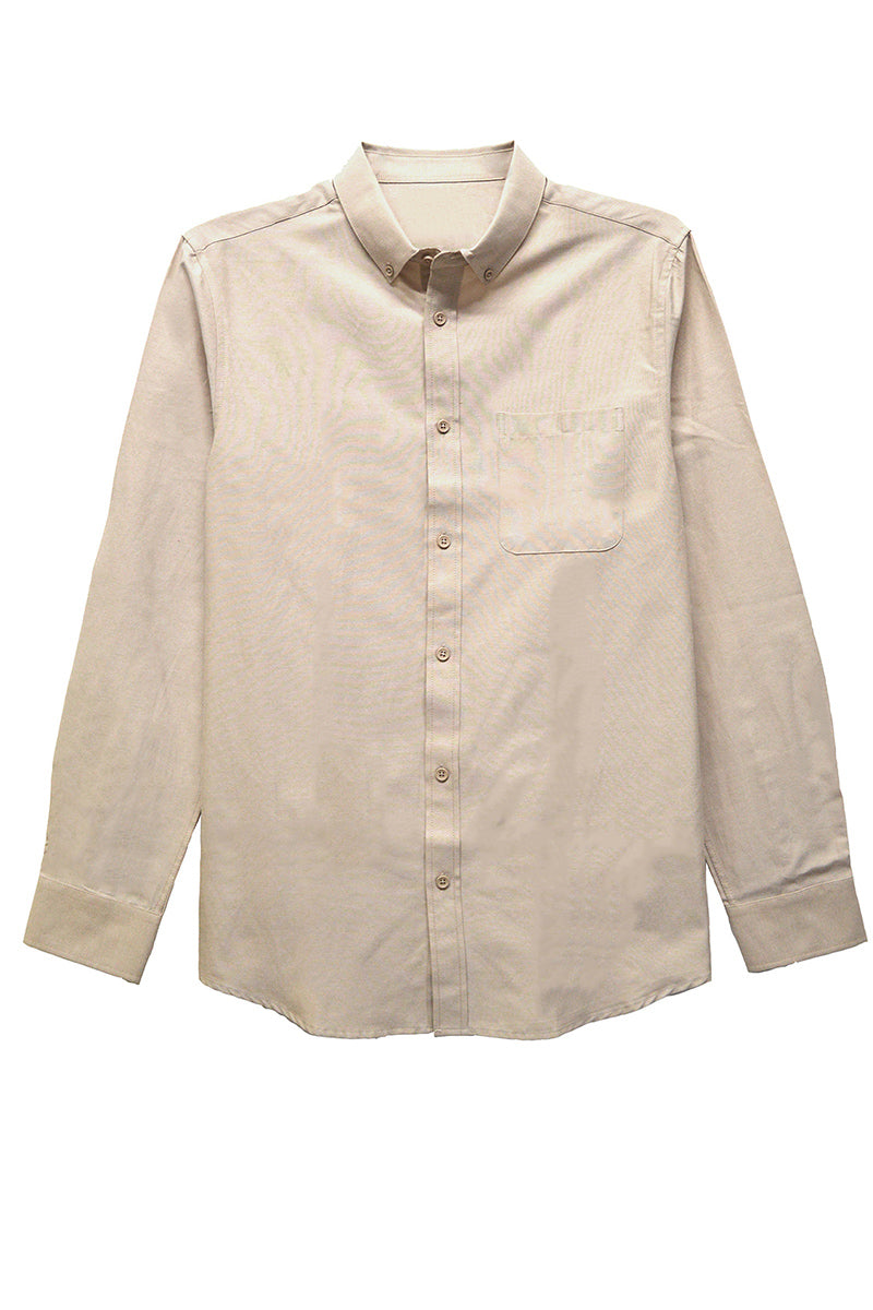 Classic Long Sleeve Button-Down Shirt with Chest Pocket