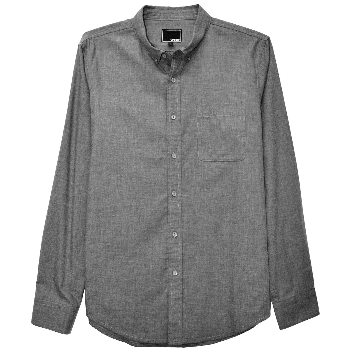 Classic Long Sleeve Button-Down Shirt with Chest Pocket