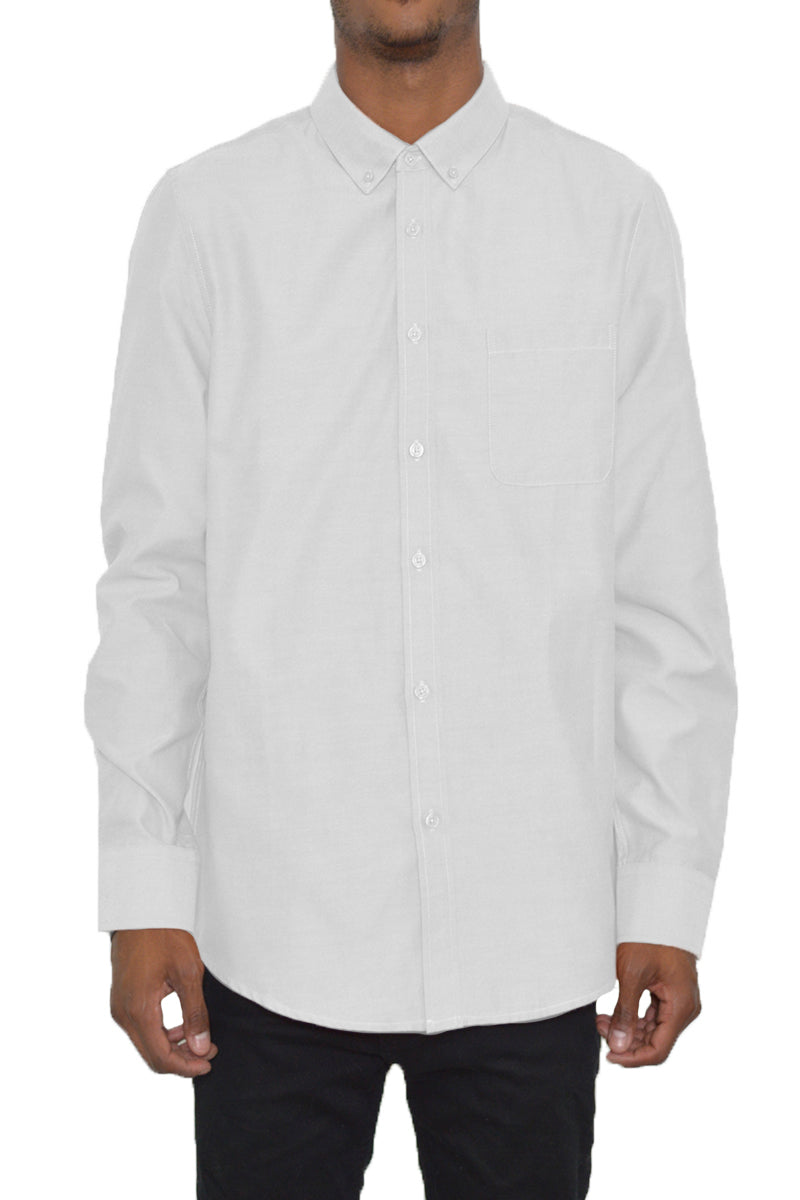 Classic Long Sleeve Button-Down Shirt with Chest Pocket