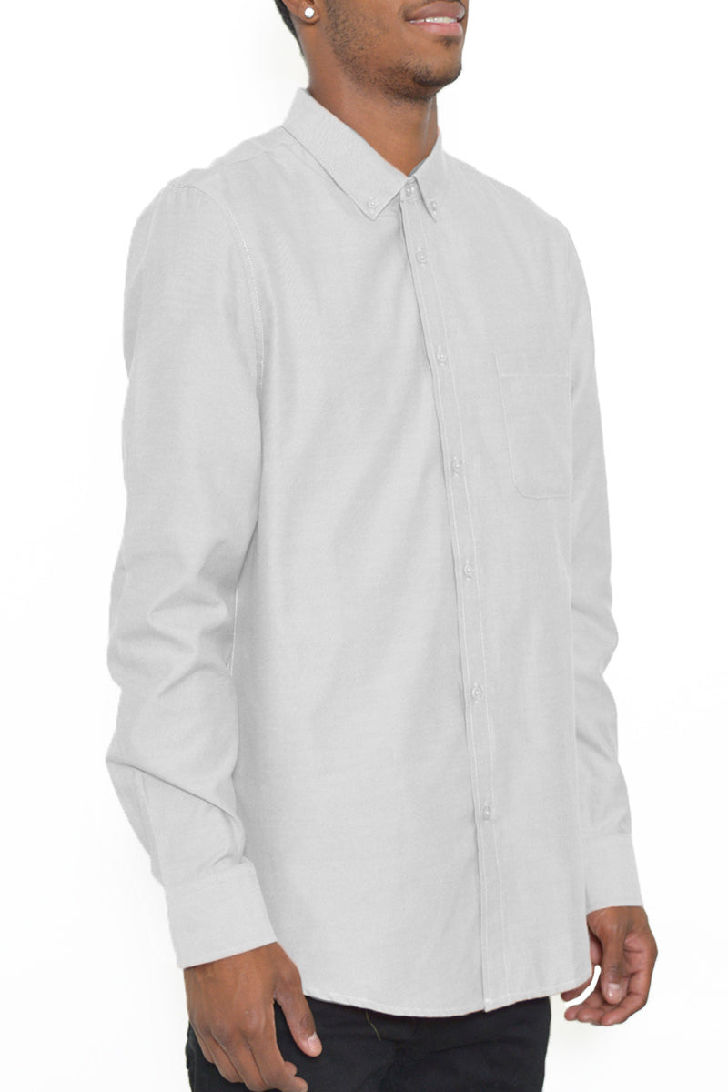 Classic Long Sleeve Button-Down Shirt with Chest Pocket