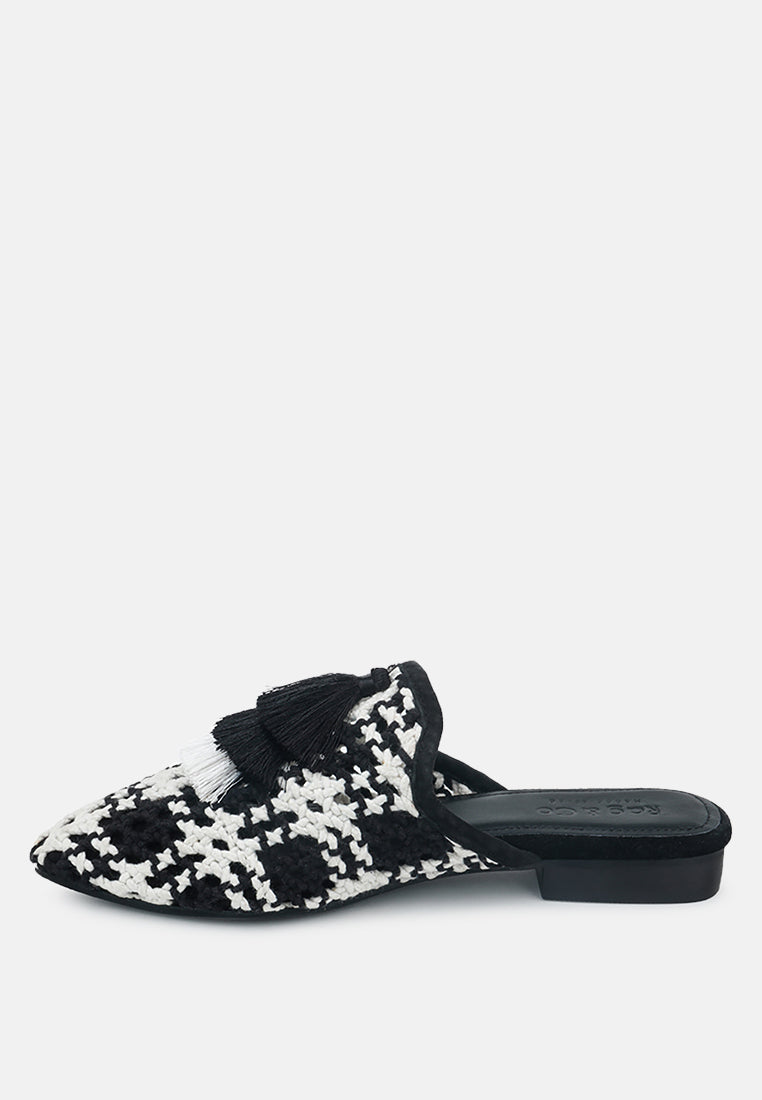 Mariana Woven Flat Mules With Tassels