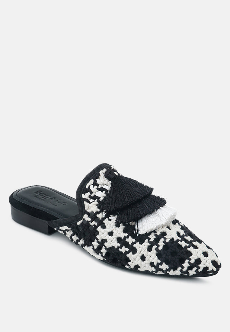 Mariana Woven Flat Mules With Tassels
