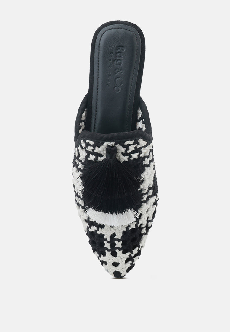 Mariana Woven Flat Mules With Tassels