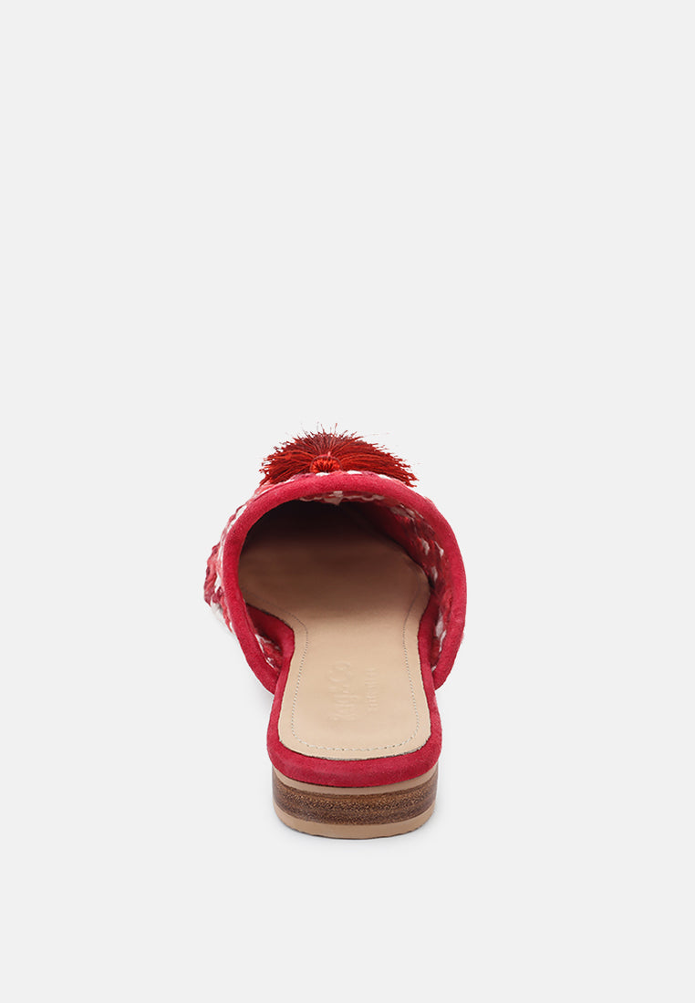 Mariana Woven Flat Mules With Tassels
