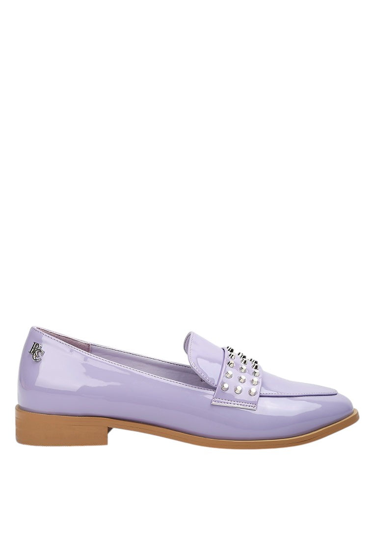 Meanbabe Semicasual Stud Detail Patent Loafers
