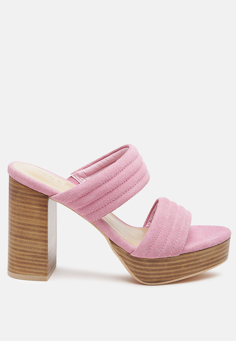Mille-Feux Suede Slip-On Block Heeled Sandal