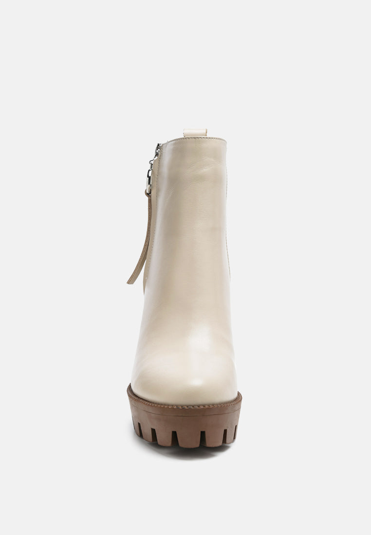 High Heeled Leather Ankle Boot