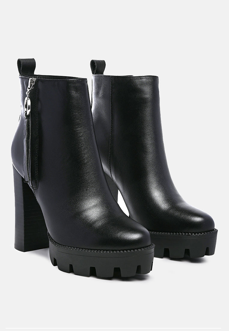 High Heeled Leather Ankle Boot
