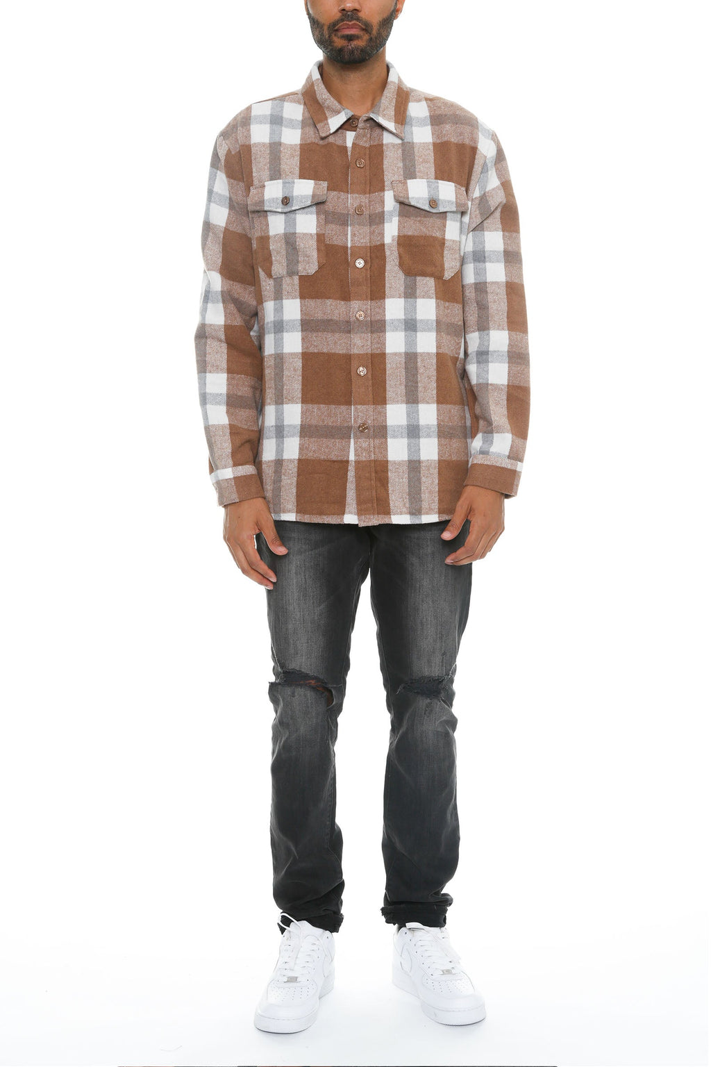 Woodridge Brushed Flannel Shacket – Long Sleeve Button-Up
