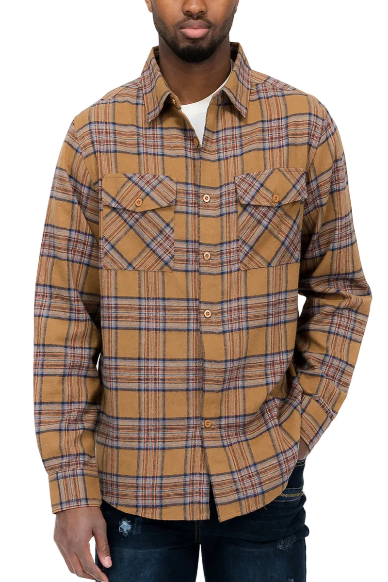 Men's Brushed Flannel Shirt – Cotton Blend