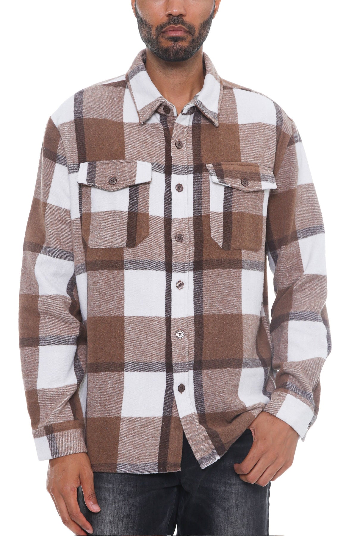 Austin Brushed Flannel Shacket – Long Sleeve Button-Up