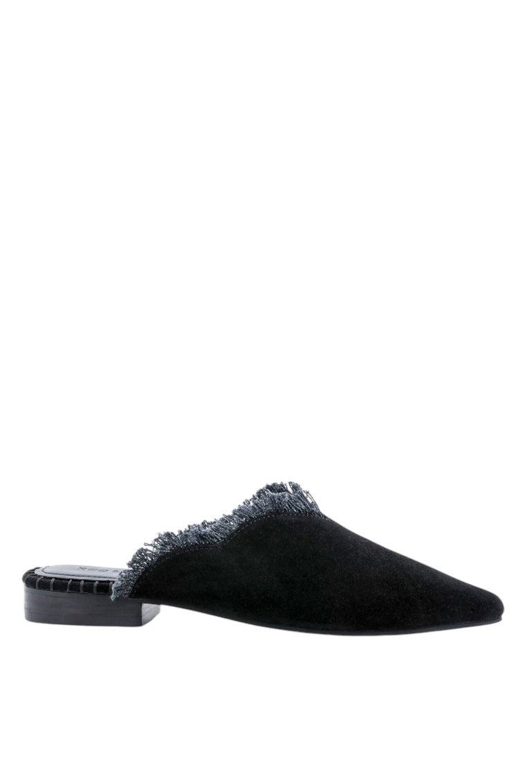 Molly Frayed Leather Mules