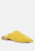 Yellow slipper with wooden sole on a white background