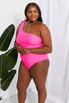 Women's Swimwear - 1PC Hot Pink One-Shoulder 1PC Swimsuit