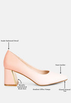 Harlow Metallic Accent Block Heel Pumps