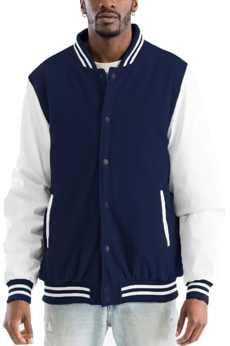 Melton Varsity Letterman Jacket with PU Sleeves