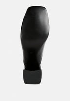 Neoplast Patent Pu Block Heeled Mules
