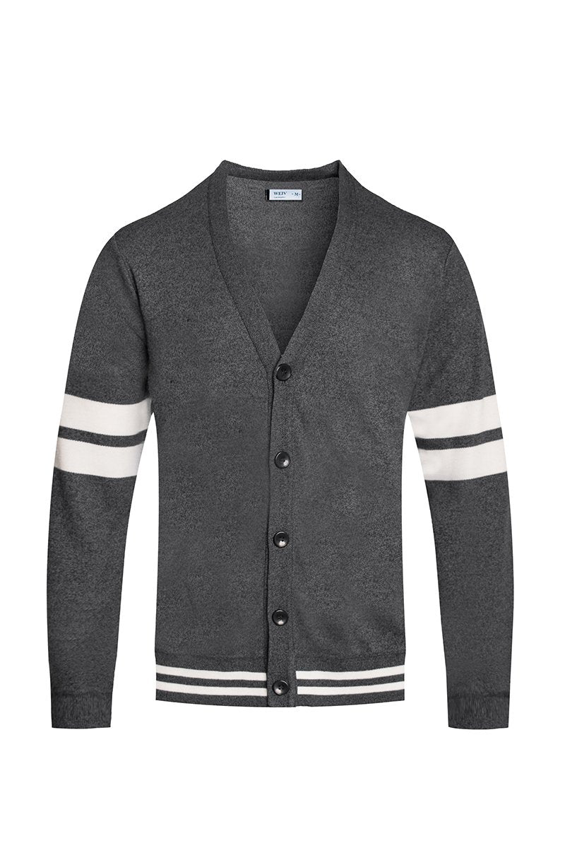 Two Stripe Knit Cardigan Sweater Button NR2002