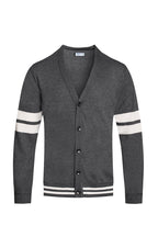 Two Stripe Knit Cardigan Sweater Button NR2002