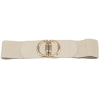 Double Half Open Circle Buckle Stretch Belt