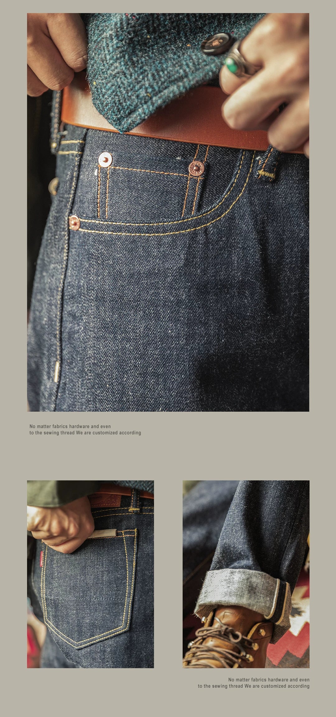 Red Tornado Heavy Weight Indigo Selvage Unwashed Pants Unsanforised Thick Raw Denim Jean