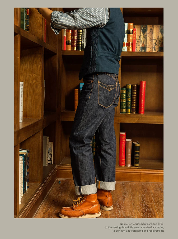 Red Tornado Indigo Selvage Unwashed Pants Unsanforized Brass Buckle Raw Denim Jean