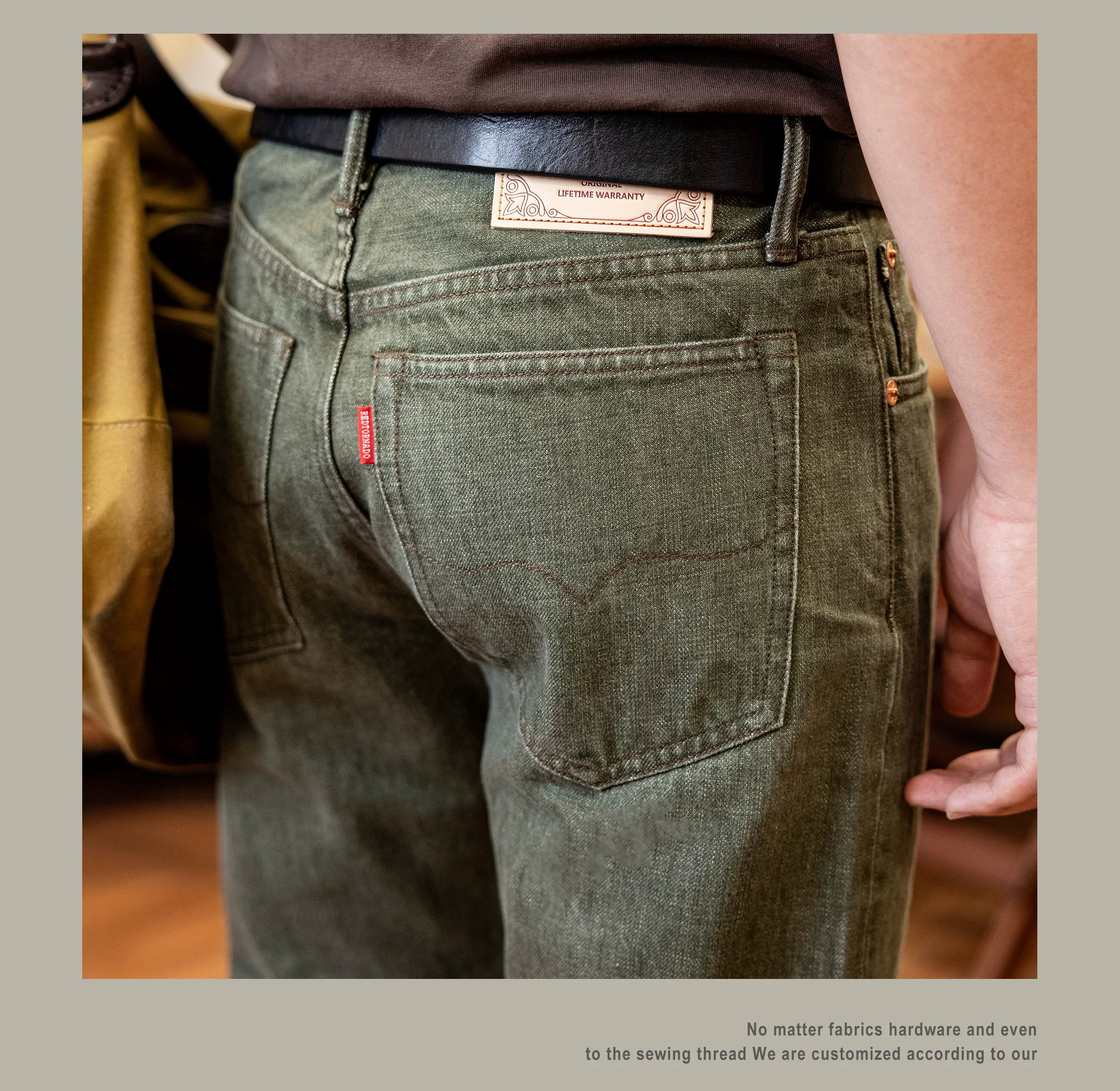 Red Tornado Mens Heavy Weight Indigo Selvage Washed Pants Sanforized Thick Raw Denim Jean