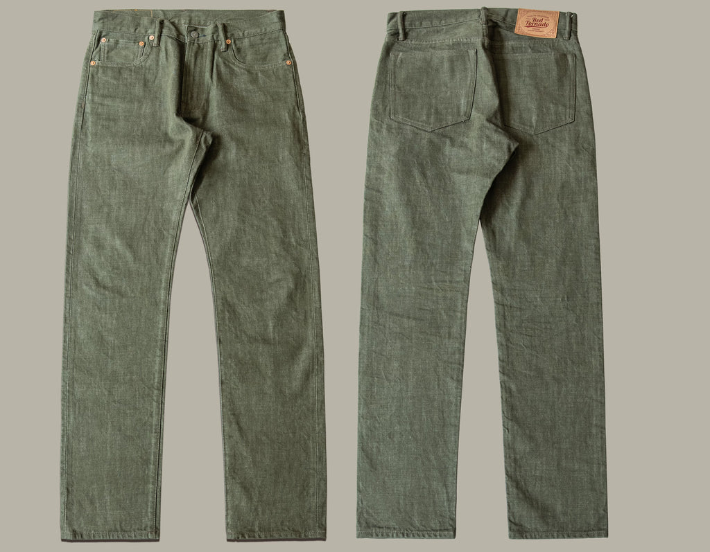 Red Tornado Mens Heavy Weight Indigo Selvage Washed Pants Sanforized Thick Raw Denim Jean