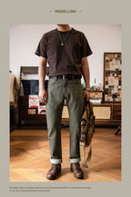 Red Tornado Mens Heavy Weight Indigo Selvage Washed Pants Sanforized Thick Raw Denim Jean