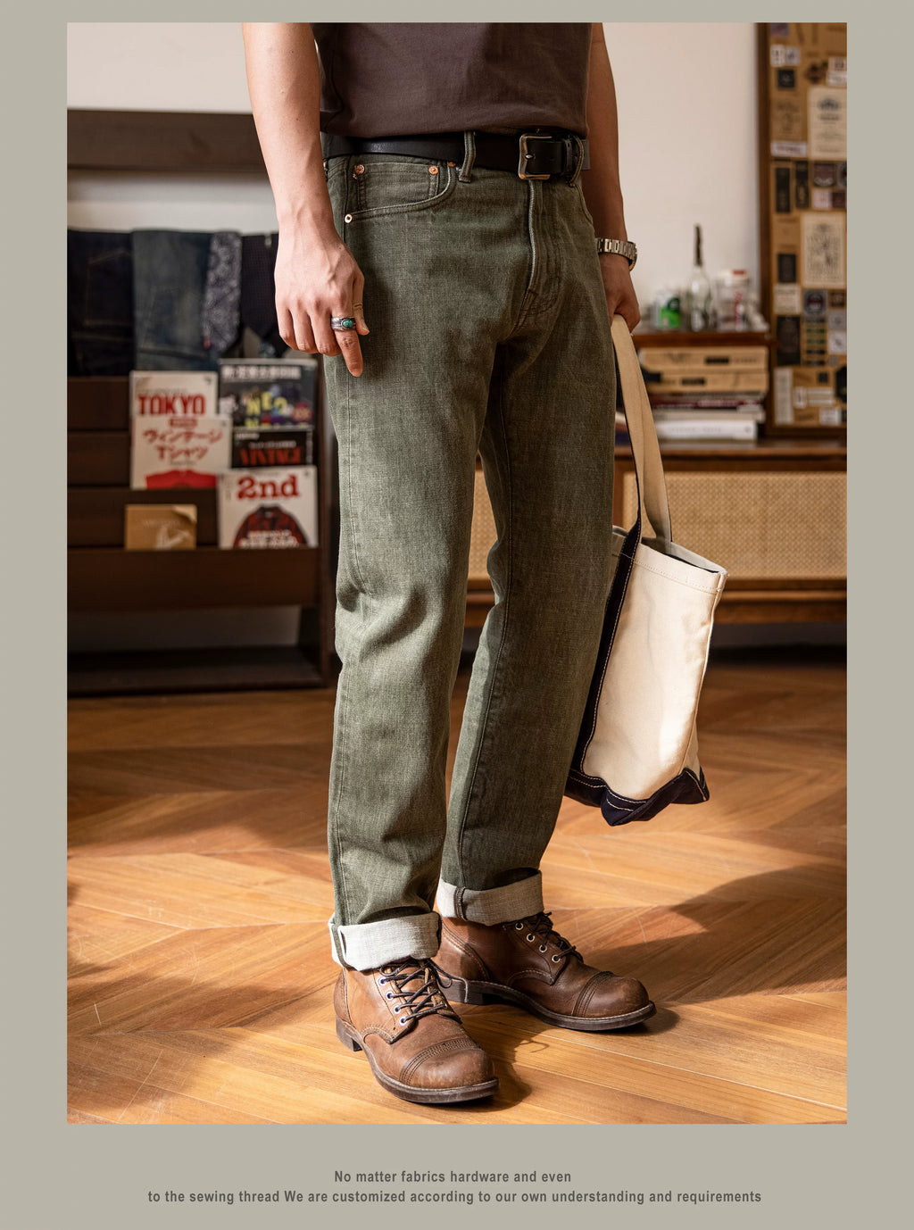 Red Tornado Mens Heavy Weight Indigo Selvage Washed Pants Sanforized Thick Raw Denim Jean