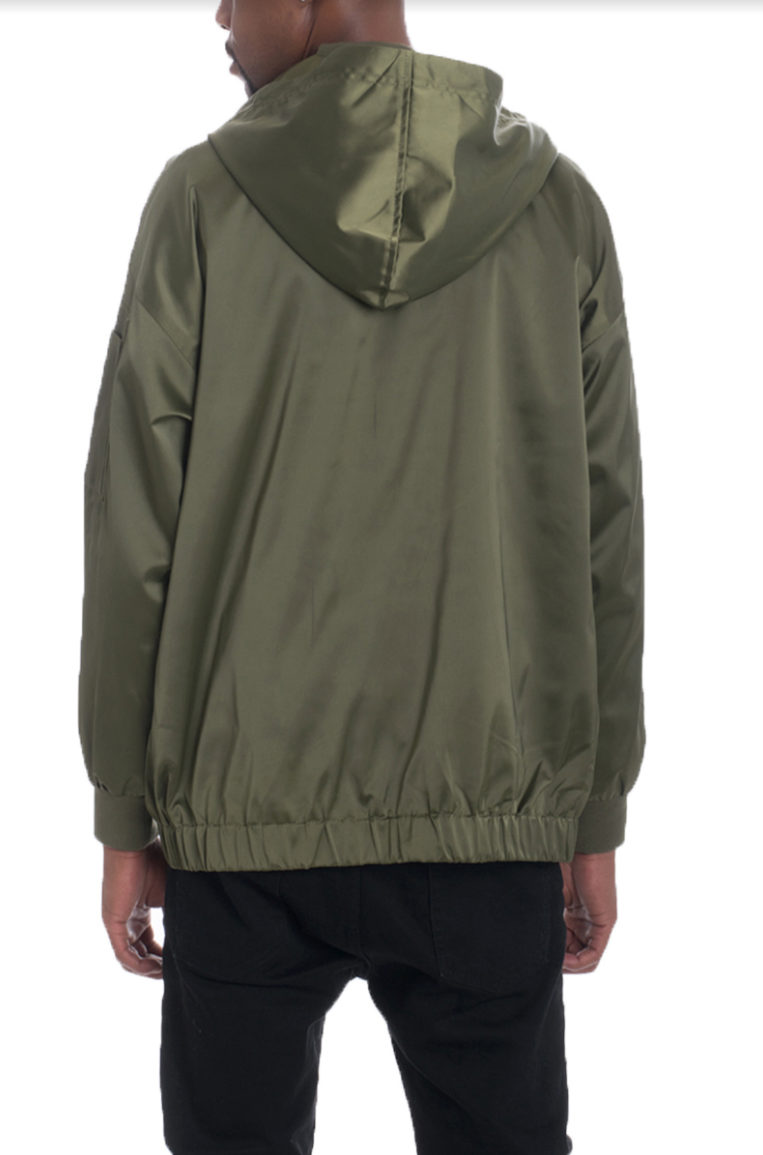 Bourne Hooded Satin Windbreaker Jacket