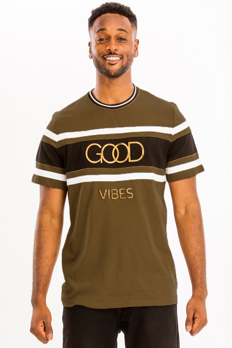 Men's Green GOOD VIBES Tee Shirt XL 2XL