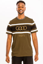 Men's Green GOOD VIBES Tee Shirt XL 2XL