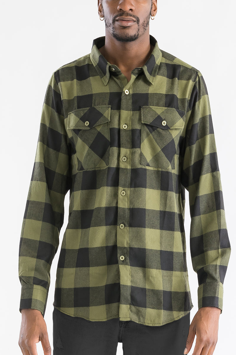 Men's Brushed Flannel Shirt – Cotton Blend